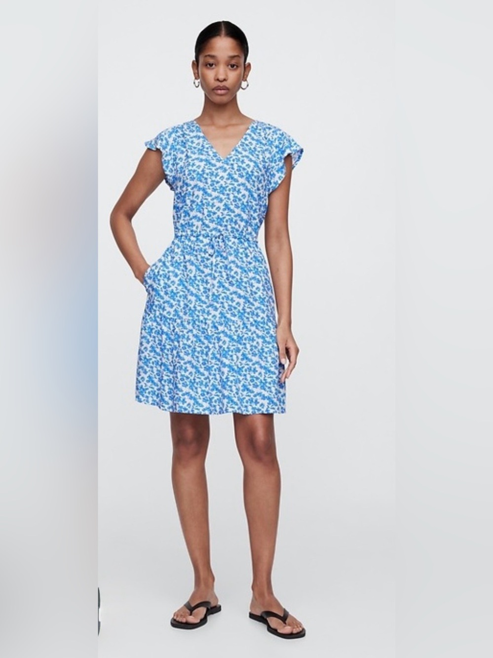 GAP Blue and White Floral Midi Dress